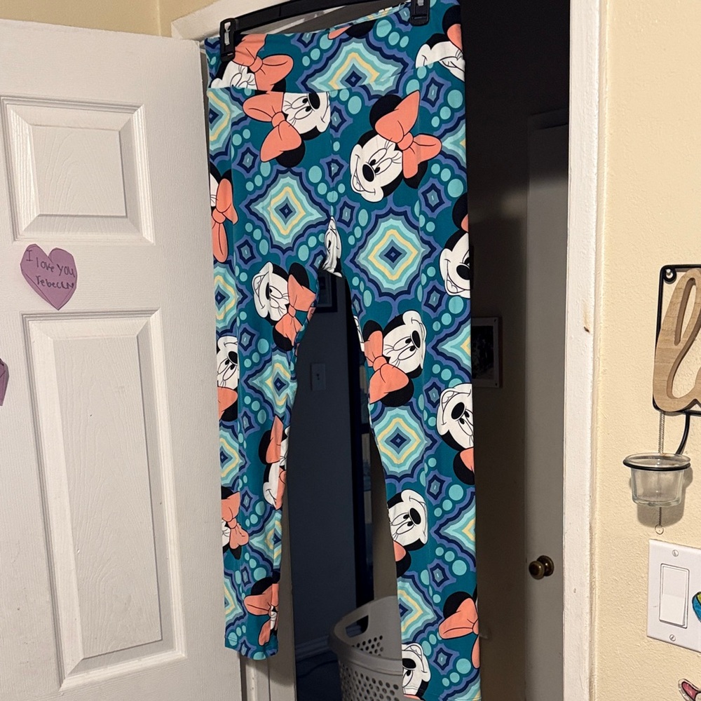 LuLaRoe tc women Leggings with Blue and Orange Cartoon Pattern